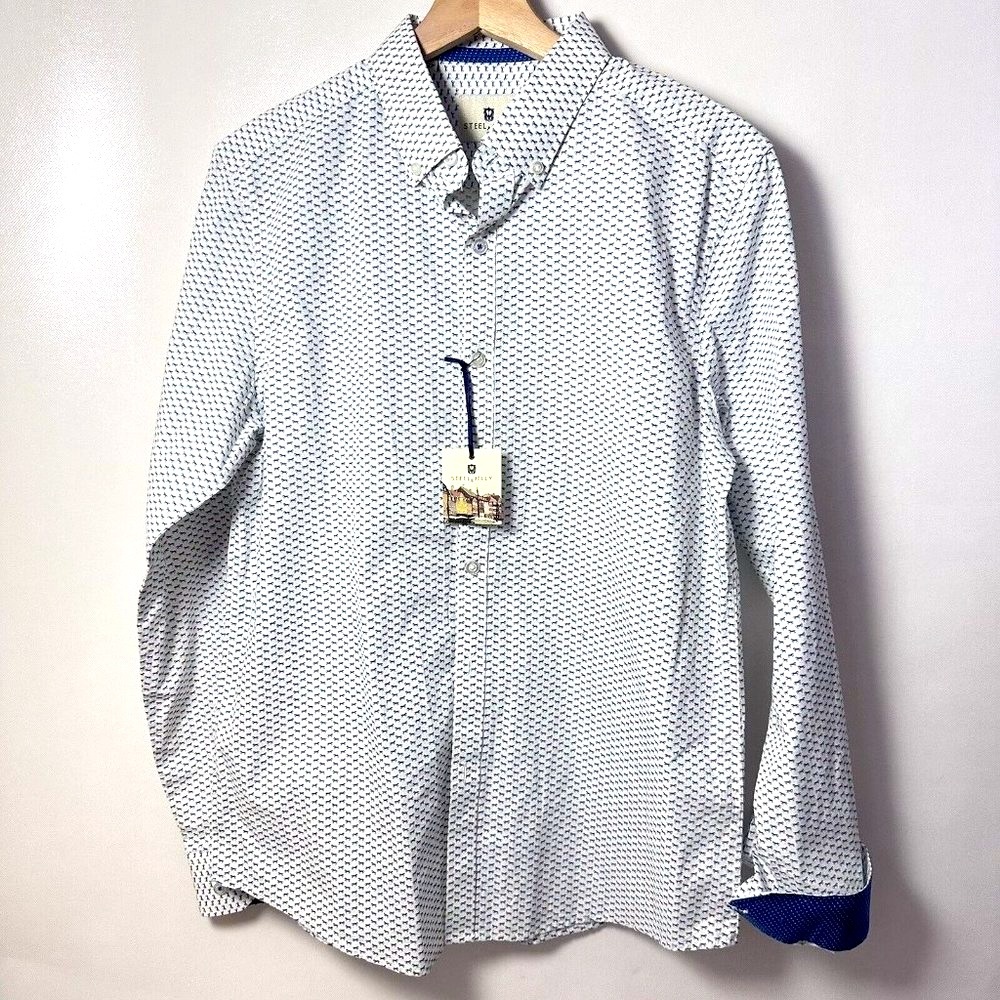 Steel & Jelly Men’s Shirt Horse Print Long Sleeve Button Cotton Flip Cuf…